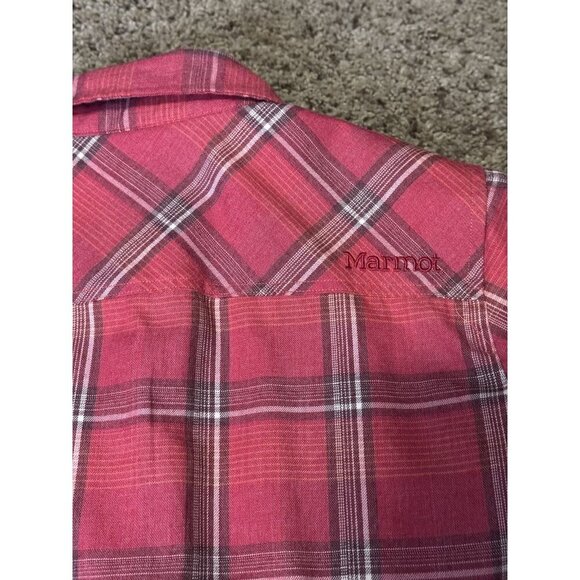 MARMOT Red Plaid Button Up Shirt Gorpcore Outdoor Hiking Western Casual SMALL - Picture 5 of 10